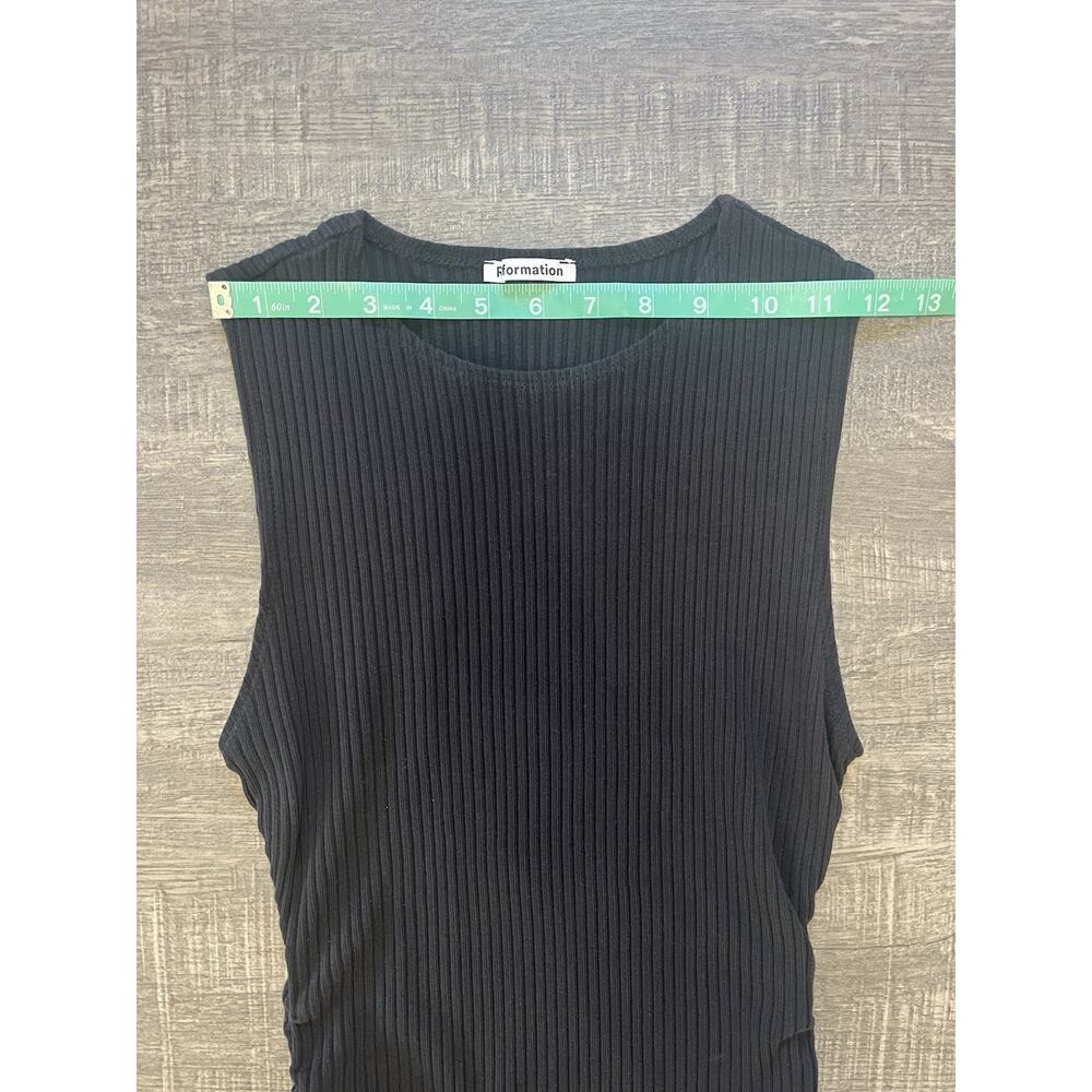 Reformation Organic Cotton Ribbed Knit Ruched Bodycon Black Mini Dress, Size M - Picture 6 of 9